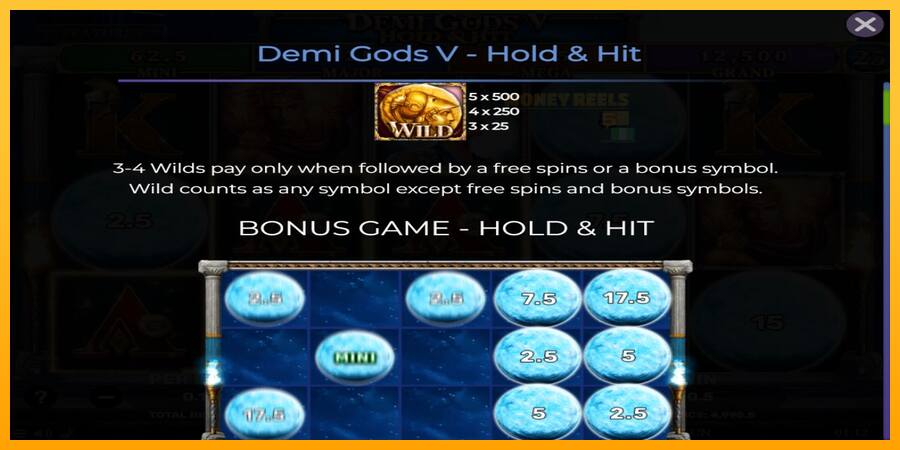 Demi Gods V Hold & Hit παιχνιδομηχανή για τα χρήματα, εικόνα 4