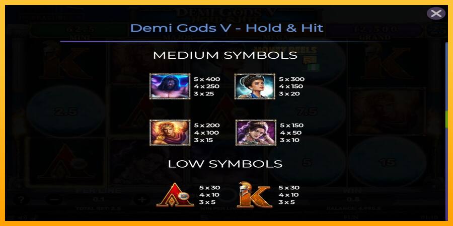 Demi Gods V Hold & Hit παιχνιδομηχανή για τα χρήματα, εικόνα 6