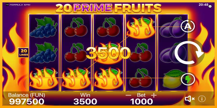 20 Prime Fruits παιχνιδομηχανή για τα χρήματα, εικόνα 2