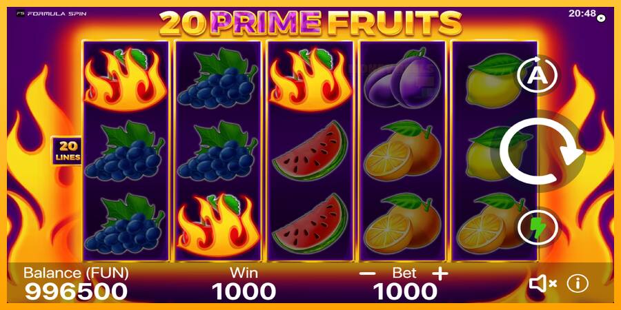 20 Prime Fruits παιχνιδομηχανή για τα χρήματα, εικόνα 3