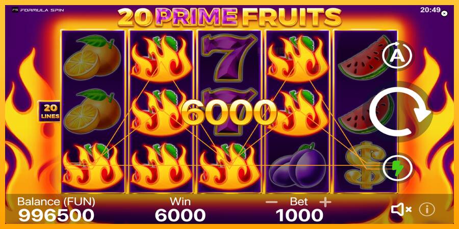 20 Prime Fruits παιχνιδομηχανή για τα χρήματα, εικόνα 4