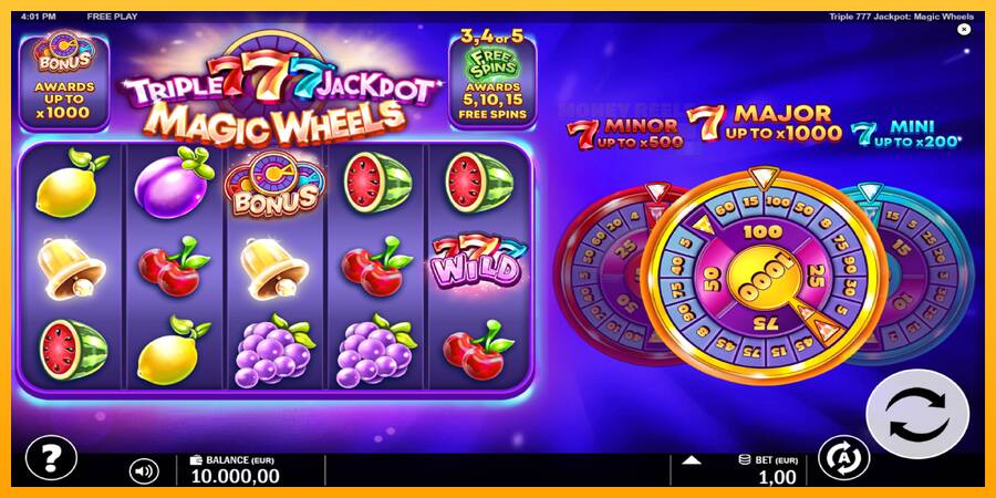 Triple 777 Jackpot Magic Wheels παιχνιδομηχανή για τα χρήματα, εικόνα 2