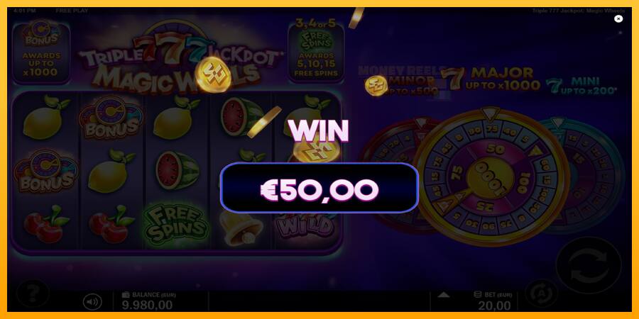 Triple 777 Jackpot Magic Wheels παιχνιδομηχανή για τα χρήματα, εικόνα 3