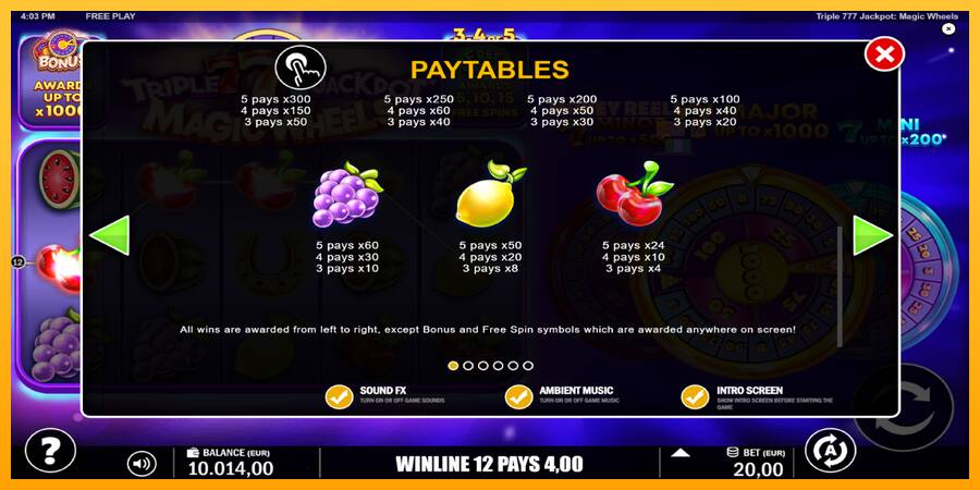 Triple 777 Jackpot Magic Wheels παιχνιδομηχανή για τα χρήματα, εικόνα 6