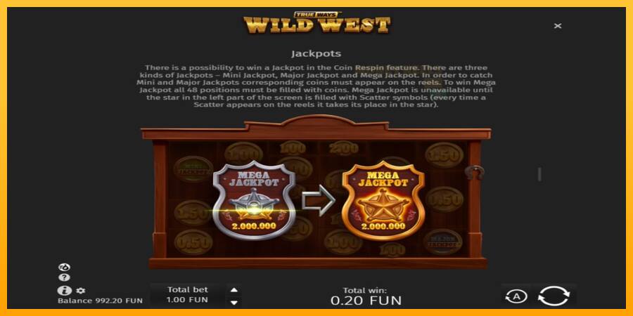 Wild West Trueways παιχνιδομηχανή για τα χρήματα, εικόνα 6