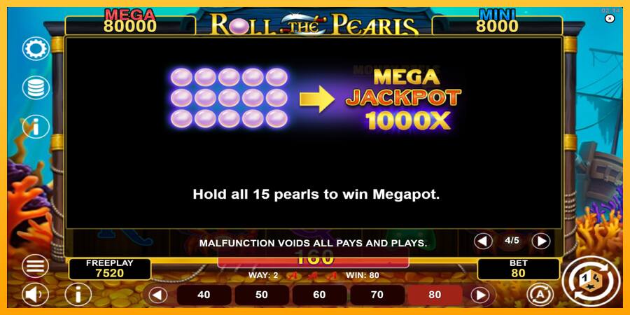 Roll The Pearls Hold & Win παιχνιδομηχανή για τα χρήματα, εικόνα 7