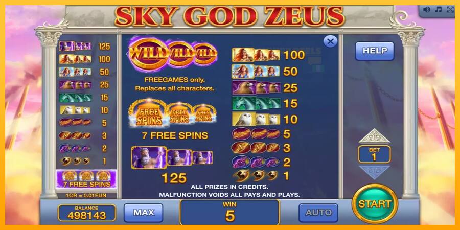 Sky God Zeus 3x3 παιχνιδομηχανή για τα χρήματα, εικόνα 7