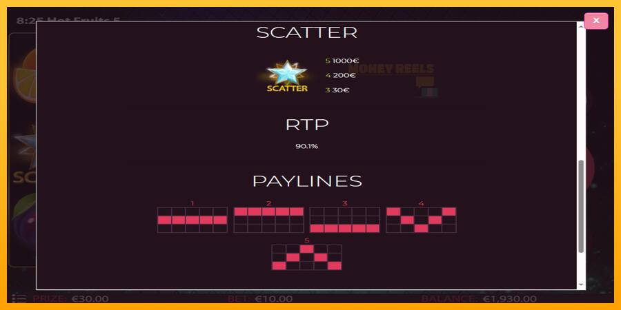 Hot Fruits 5 παιχνιδομηχανή για τα χρήματα, εικόνα 5