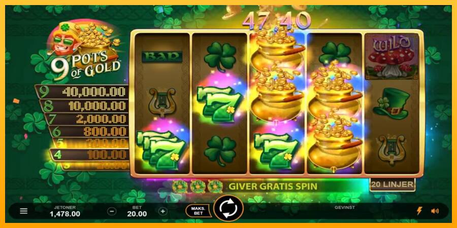 9 Pots of Gold Land & Win παιχνιδομηχανή για τα χρήματα, εικόνα 3