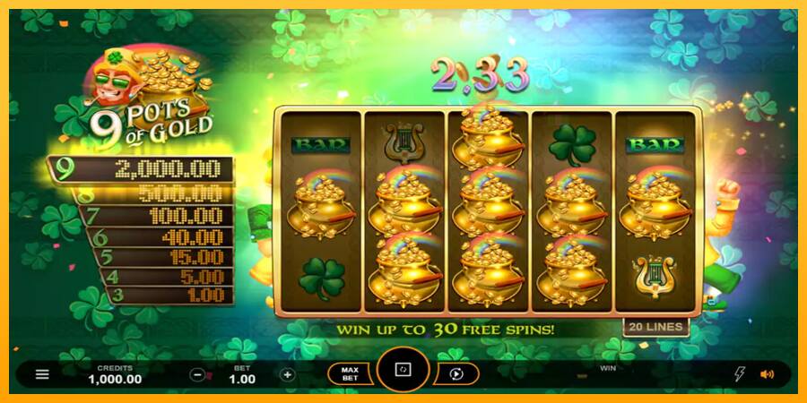 9 Pots of Gold Land & Win παιχνιδομηχανή για τα χρήματα, εικόνα 5