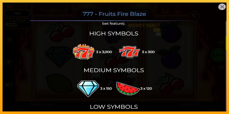 777 - Fruits Fire Blaze παιχνιδομηχανή για τα χρήματα, εικόνα 6