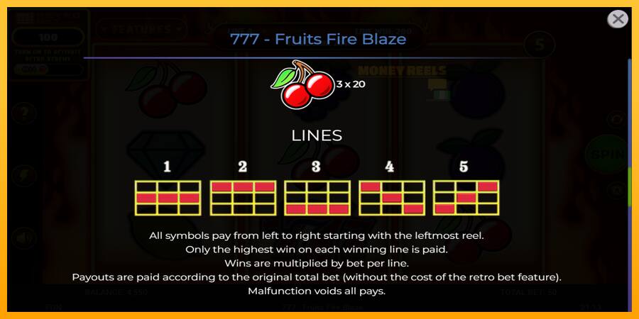 777 - Fruits Fire Blaze παιχνιδομηχανή για τα χρήματα, εικόνα 7