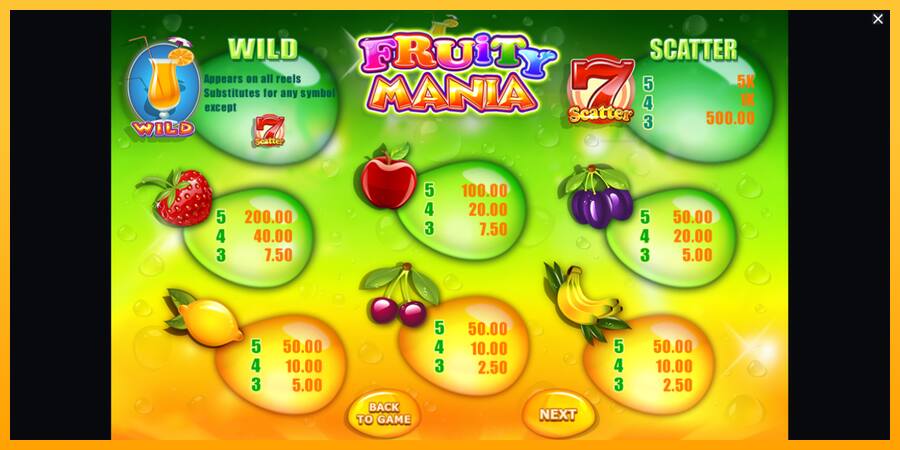 Fruity Mania παιχνιδομηχανή για τα χρήματα, εικόνα 6