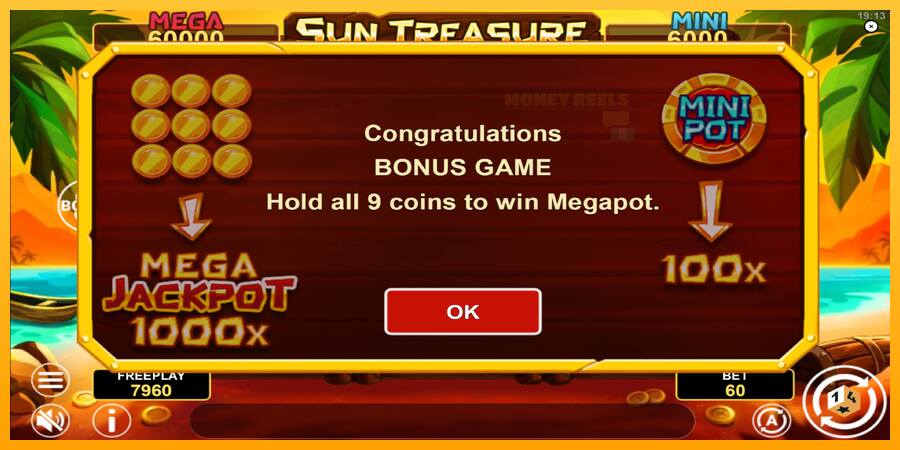 Sun Treasure Hold & Win παιχνιδομηχανή για τα χρήματα, εικόνα 4