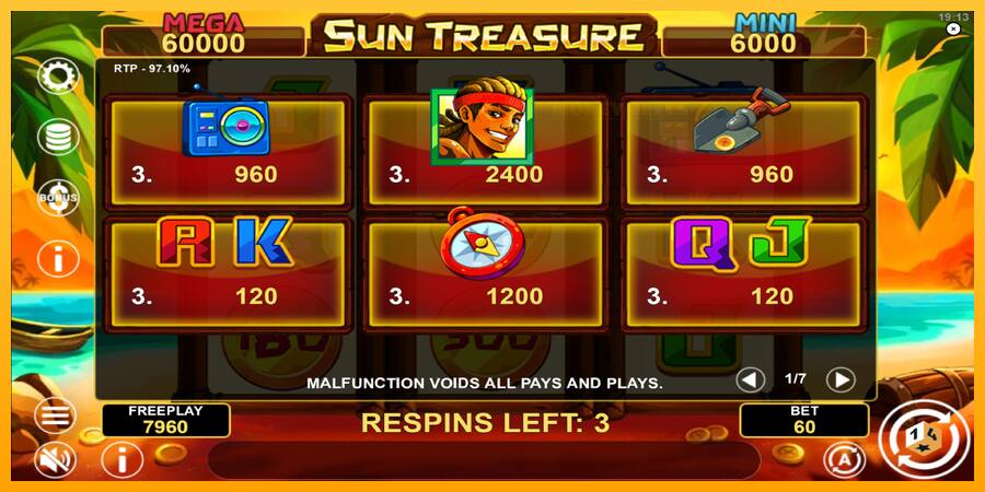 Sun Treasure Hold & Win παιχνιδομηχανή για τα χρήματα, εικόνα 5