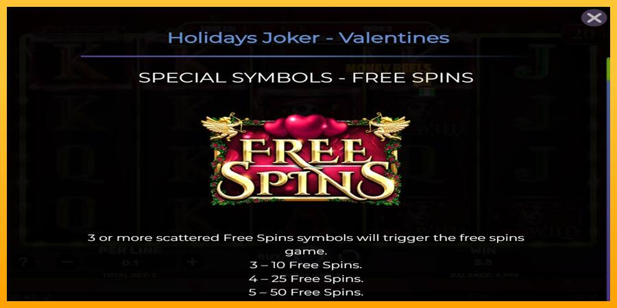 Holidays Joker - Valentines παιχνιδομηχανή για τα χρήματα, εικόνα 4