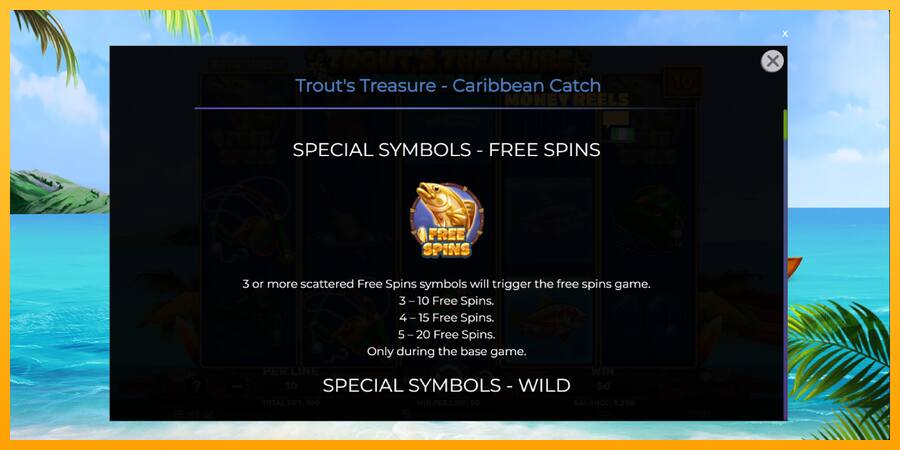 Trouts Treasure Caribbean Catch παιχνιδομηχανή για τα χρήματα, εικόνα 5