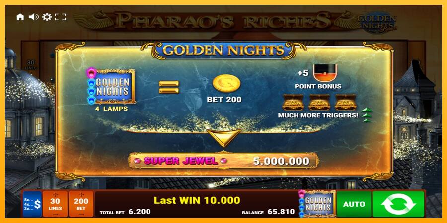 Pharaos Riches Golden Nights παιχνιδομηχανή για τα χρήματα, εικόνα 7