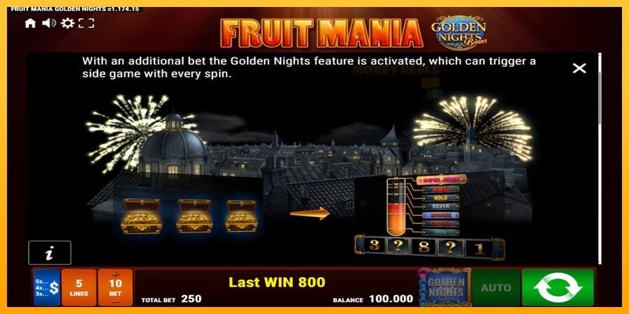 Fruit Mania Golden Nights παιχνιδομηχανή για τα χρήματα, εικόνα 5