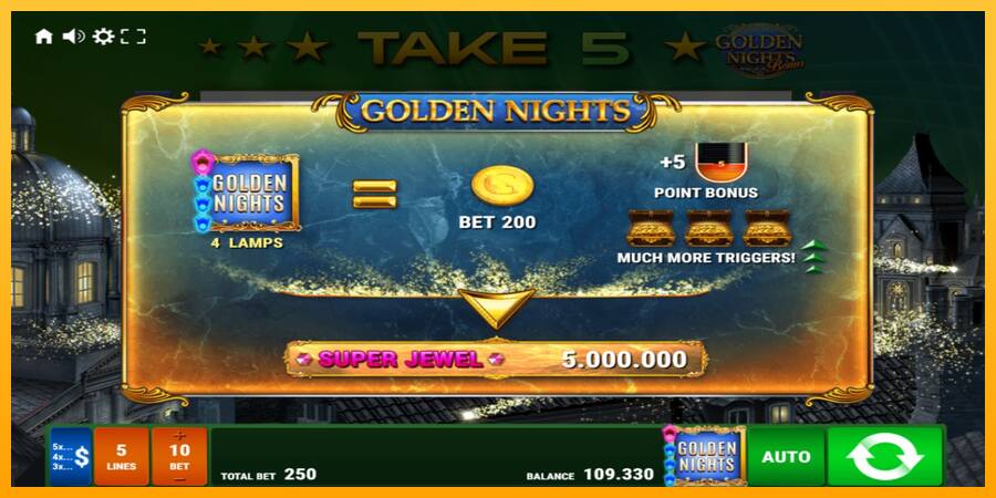 Take 5 Golden Nights παιχνιδομηχανή για τα χρήματα, εικόνα 6