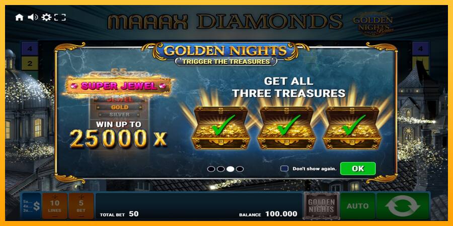 Maaax Diamonds Golden Nights παιχνιδομηχανή για τα χρήματα, εικόνα 1