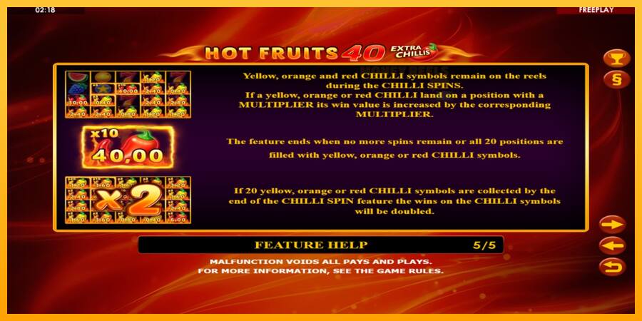 Hot Fruits 40 Extra Chillis παιχνιδομηχανή για τα χρήματα, εικόνα 6