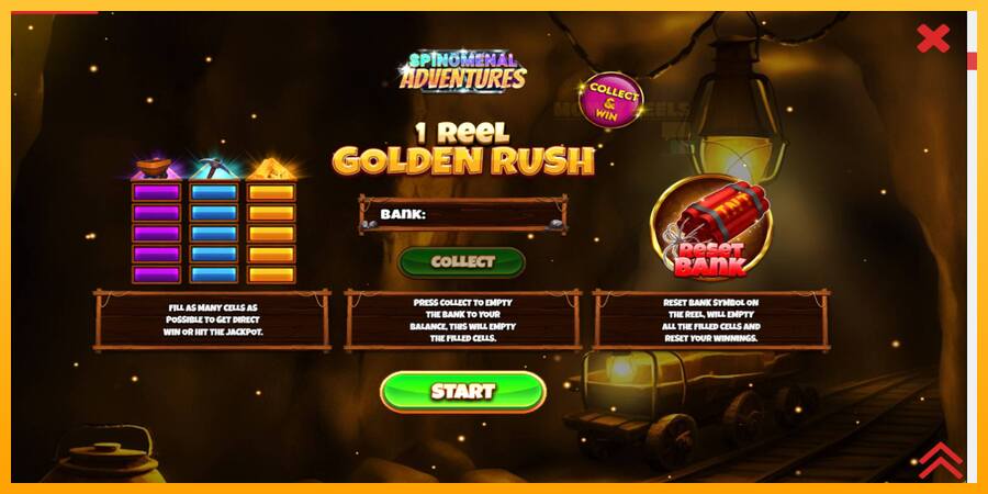 1 Reel Golden Rush παιχνιδομηχανή για τα χρήματα, εικόνα 1