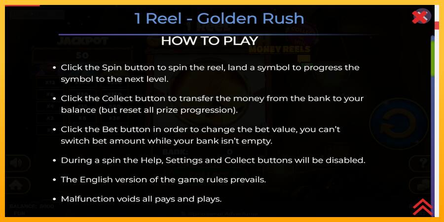 1 Reel Golden Rush παιχνιδομηχανή για τα χρήματα, εικόνα 4