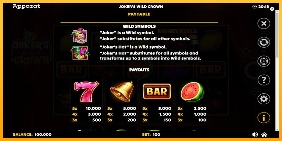 Jokers Wild Crown Diamond Treasures παιχνιδομηχανή για τα χρήματα, εικόνα 5