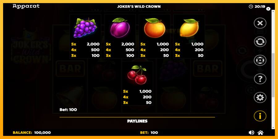 Jokers Wild Crown Diamond Treasures παιχνιδομηχανή για τα χρήματα, εικόνα 6